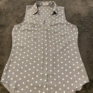 Express Polka-Dot Sleeveless Blouse